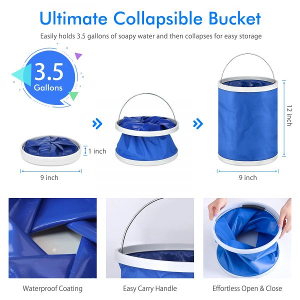 NBT 14PCS Car Care Washing Tools Detailing Brush Set Collapsible Bucket Microfiber Cloth Car Cleaning Kit - Image 2