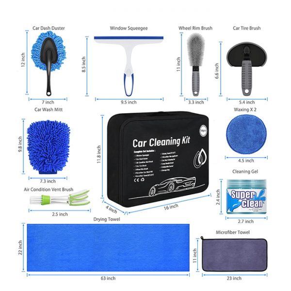 NBT 14PCS Car Care Washing Tools Detailing Brush Set Collapsible Bucket Microfiber Cloth Car Cleaning Kit - Image 3