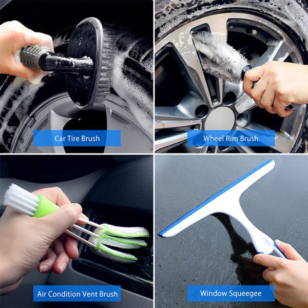 NBT 14PCS Car Care Washing Tools Detailing Brush Set Collapsible Bucket Microfiber Cloth Car Cleaning Kit - Image 6