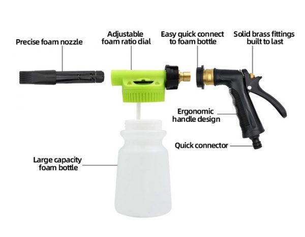 Car Care Professional Car Wash Fluid Pressure Spray Garden Hose Snow Foam Cannon Foam Gun - Image 6