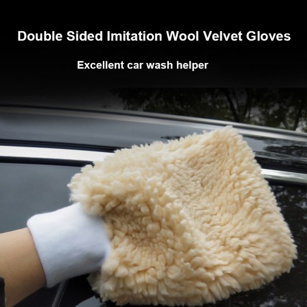 Wholesale Stock Scratch-free Car Wash Glove Microfiber Synthetic Lambs Wool Car Cleaning Mitt - Image 5