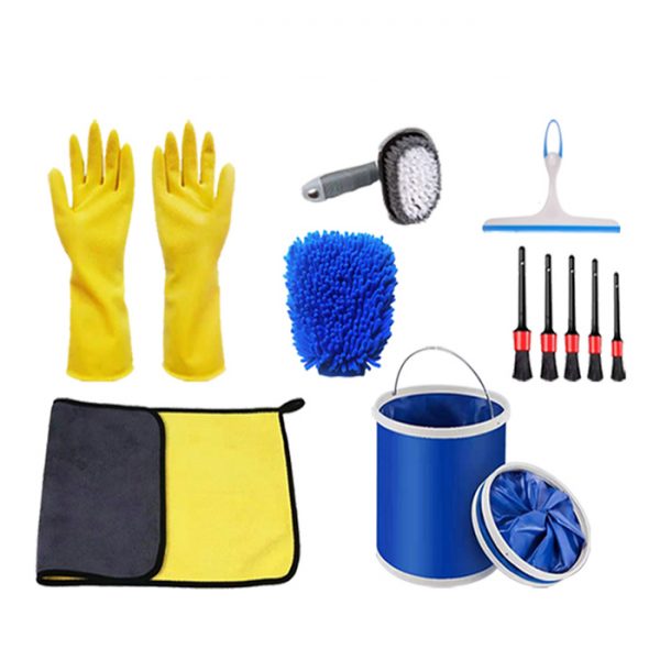 Hot Selling 7PCS Car Washer Cleaning Kit Collapsible Bucket Car Care Washing Tools Detailing Brush Set